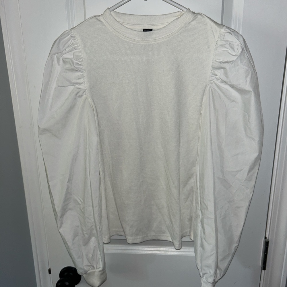 SHEIN puff sleeve white top🤍